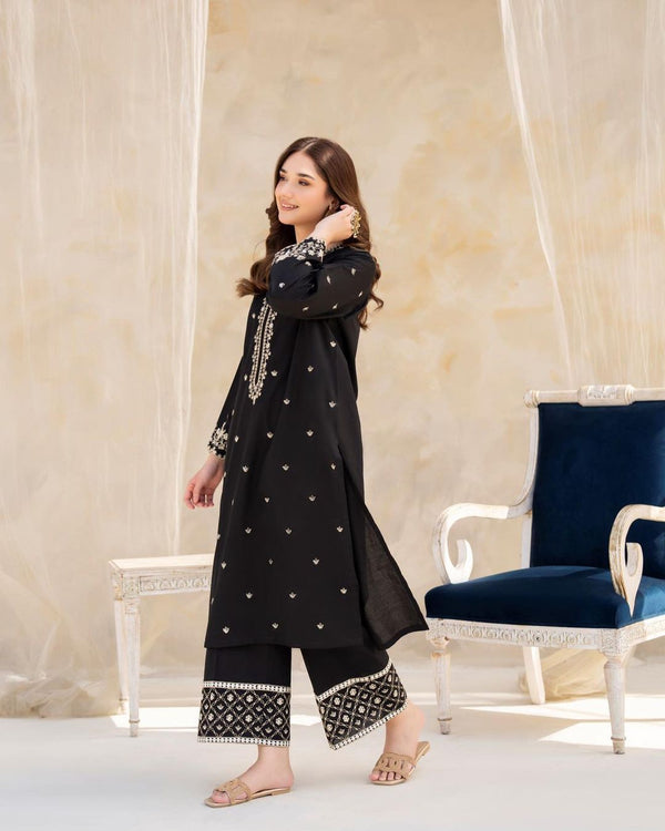 Black hock Embroidered 2pc Arooj Boutique