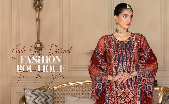 JJ EMBELLISH Luxury Collection Vol-07 Design - 05 Chili Red Janique Pk
