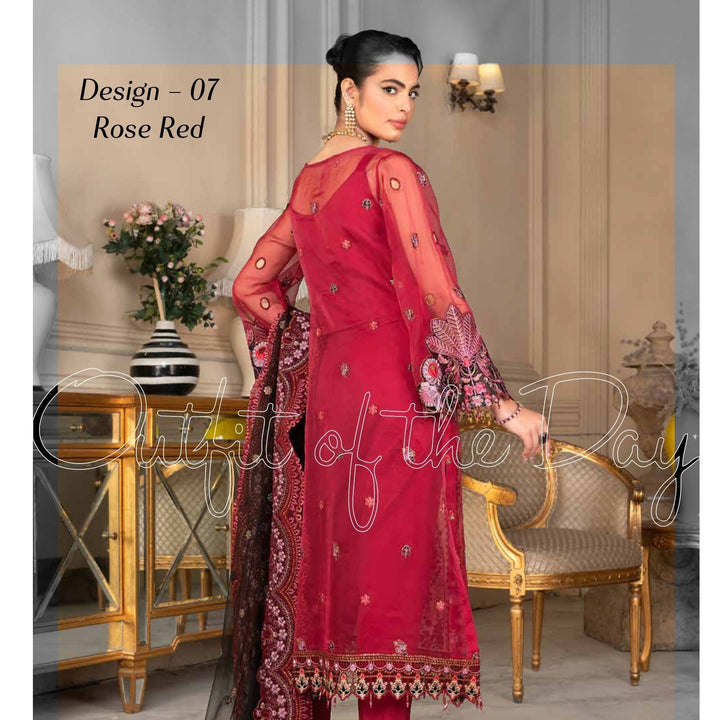 JJ EMBELLISH Luxury Collection Vol-07 Design - 07 Rose Red Janique Pk