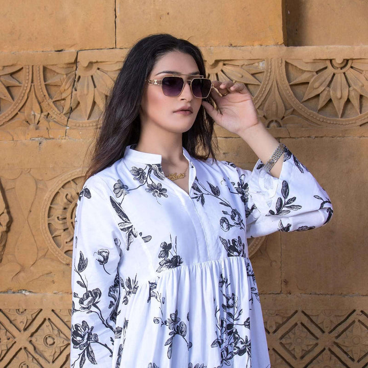 1 Piece Printed Cotton Long Dress