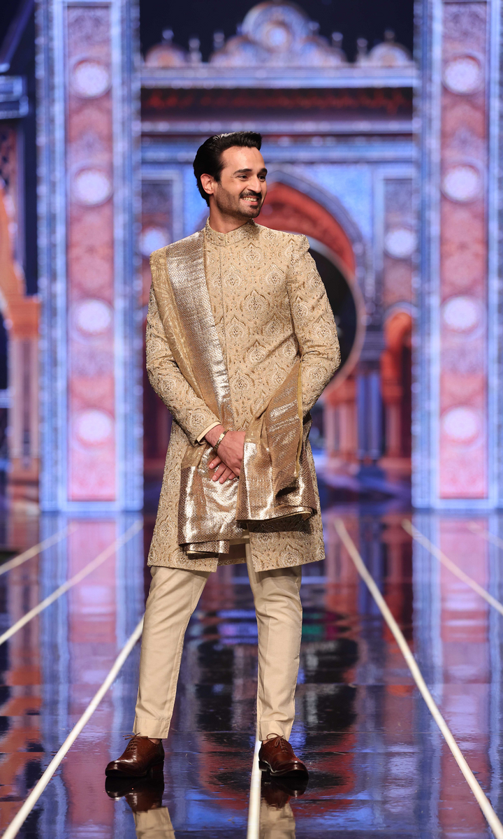 BCW 59 Junaid Sherwani Light Gold Hand Work Edge Republic
