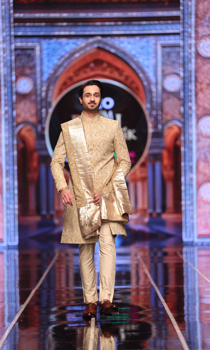 BCW 59 Junaid Sherwani Light Gold Hand Work Edge Republic