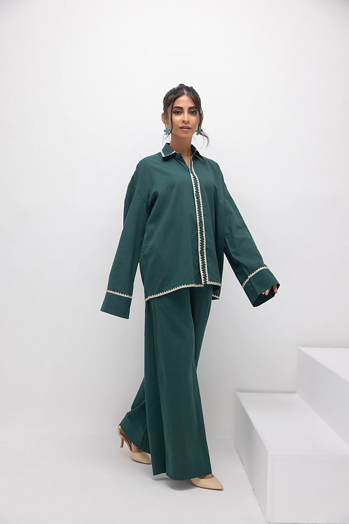 Women's Irish lawn green co-ord set