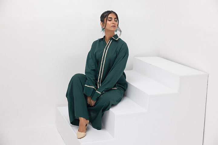 Women's Irish lawn green co-ord set
