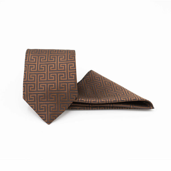 ANCIENT PRESTIGE TIE AND POCKET SQUARE SET Black Wolf