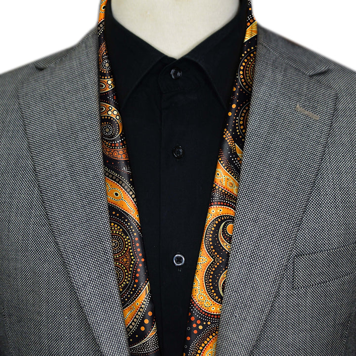 ABORIGINAL MEN SCARF - PREMIUM COLLECTION Black Wolf