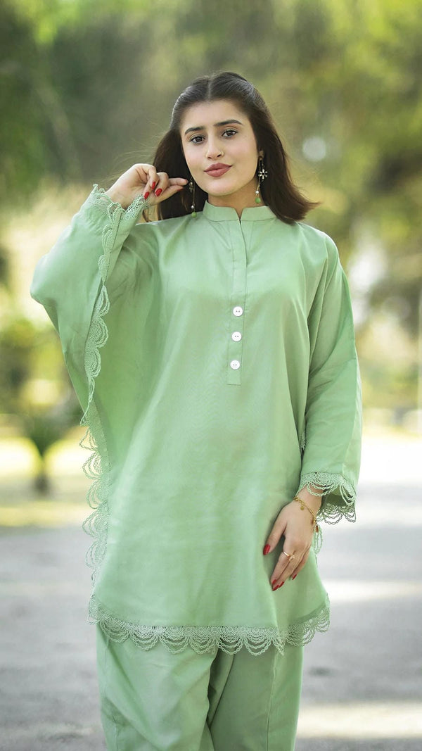 2 Piece Cotton Embellished  Co- Ord Set