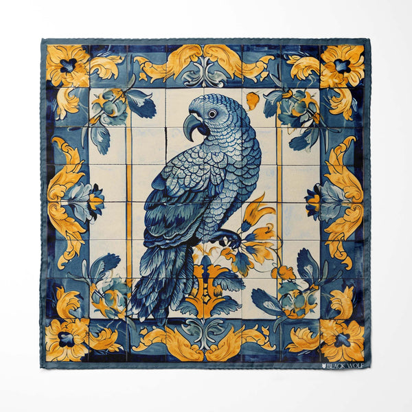 ALELUIA SILK POCKET SQUARE Black Wolf