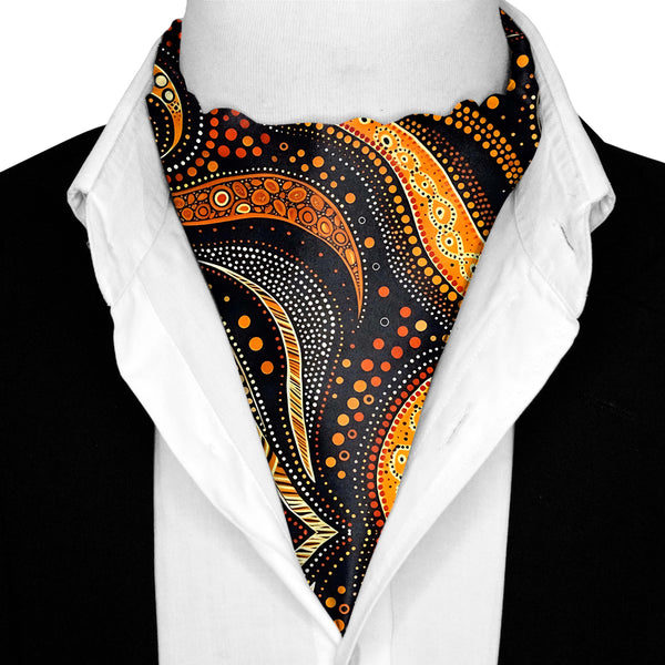 ABORIGINAL SILK ASCOT - PREMIUM COLLECTION Black Wolf