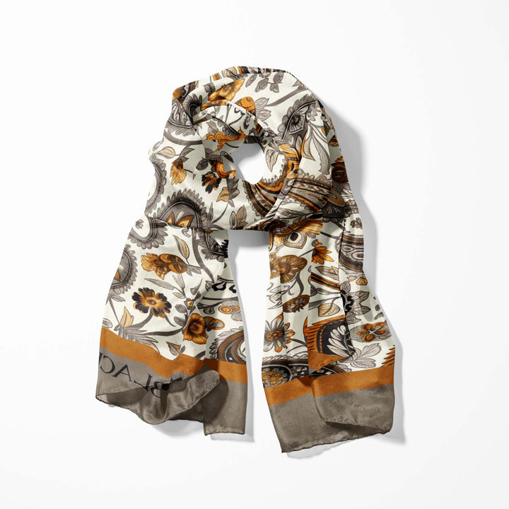 A DITSY PAISLEY SILK SCARF WITH LAPEL PIN AND POCKET SQUARE Black Wolf