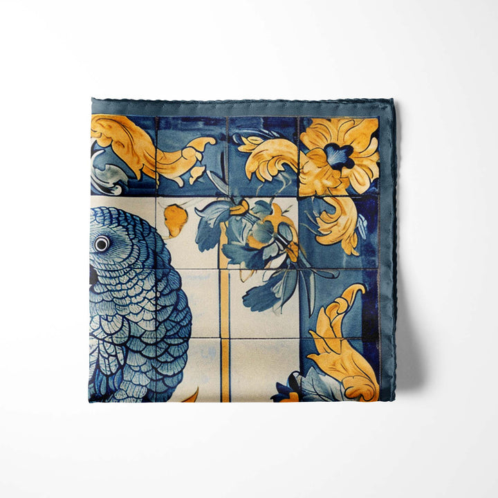 ALELUIA SILK POCKET SQUARE Black Wolf