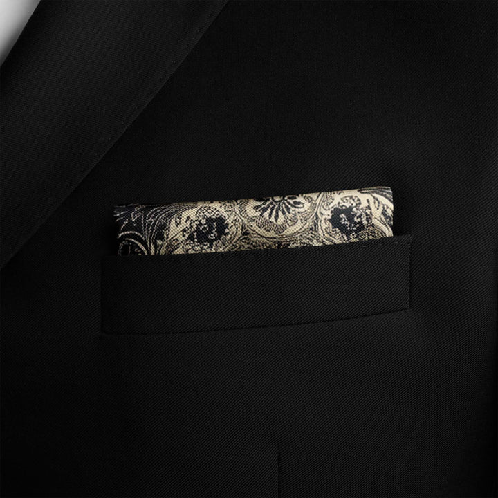ABSTRACT CLASSIC BANDANA SILK POCKET SQUARE Black Wolf