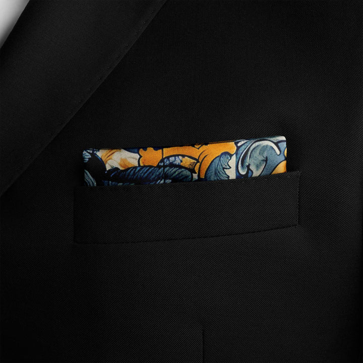ALELUIA SILK POCKET SQUARE Black Wolf