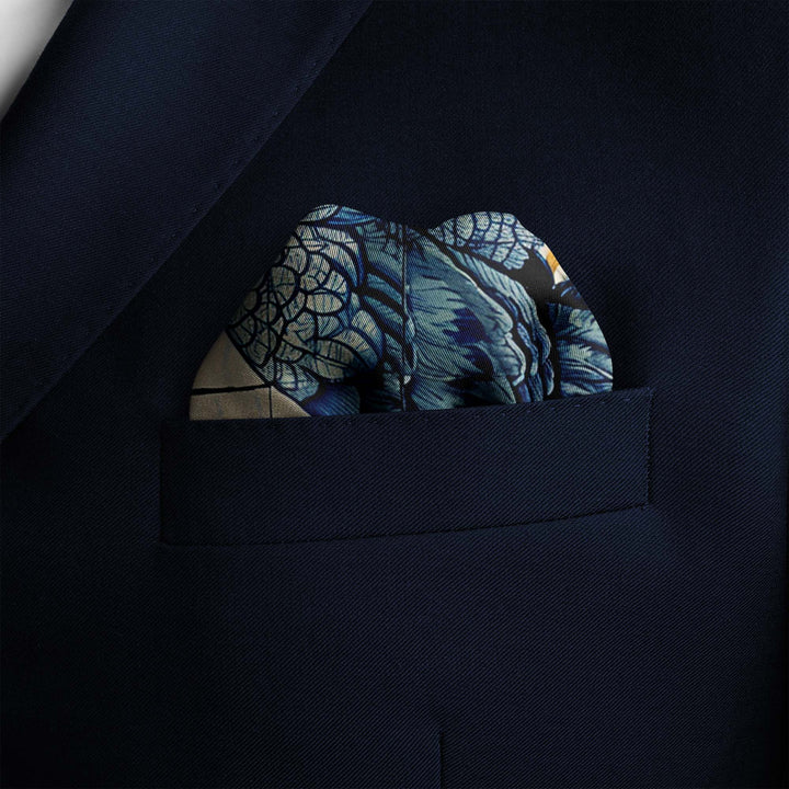 ALELUIA SILK POCKET SQUARE Black Wolf