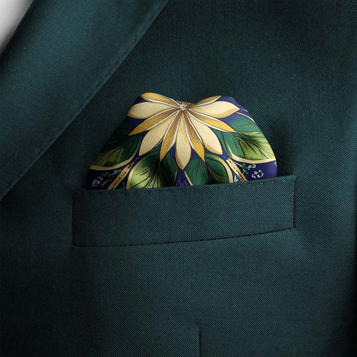 A VIBRANT FLORAL SILK POCKET SQUARE Black Wolf