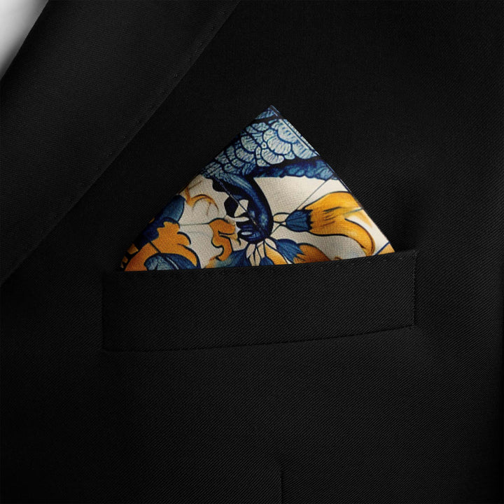 ALELUIA SILK POCKET SQUARE Black Wolf