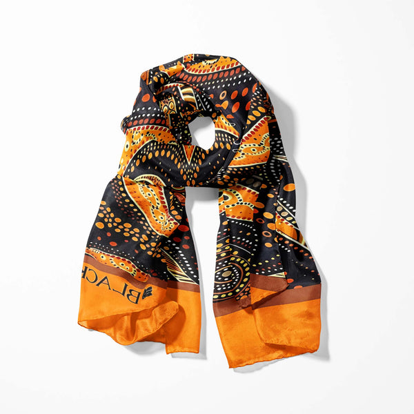ABORIGINAL MEN SCARF - PREMIUM COLLECTION Black Wolf