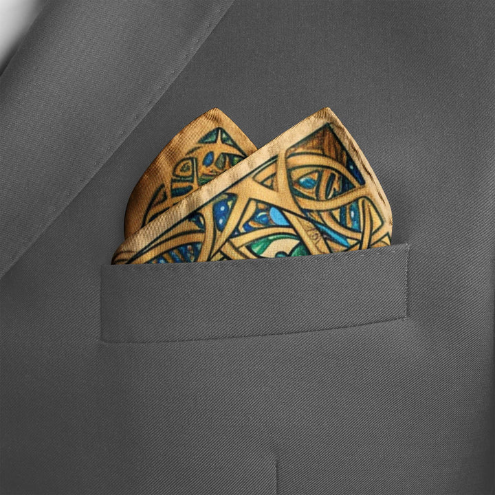A MAJESTIC PEACOCK SILK POCKET SQUARE Black Wolf