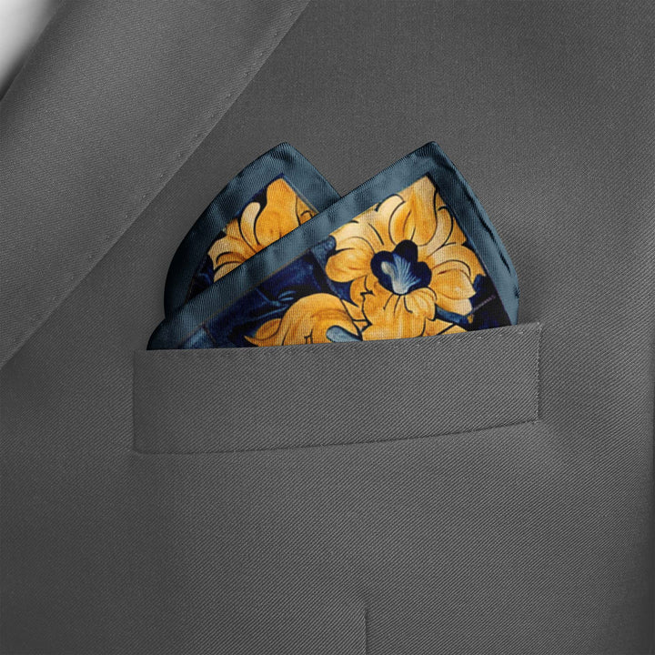 ALELUIA SILK POCKET SQUARE Black Wolf
