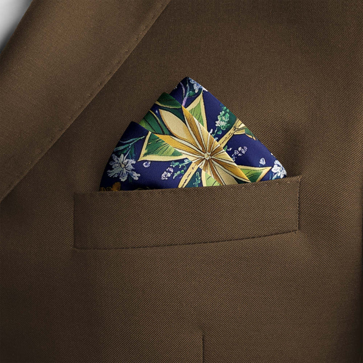 A VIBRANT FLORAL SILK POCKET SQUARE Black Wolf