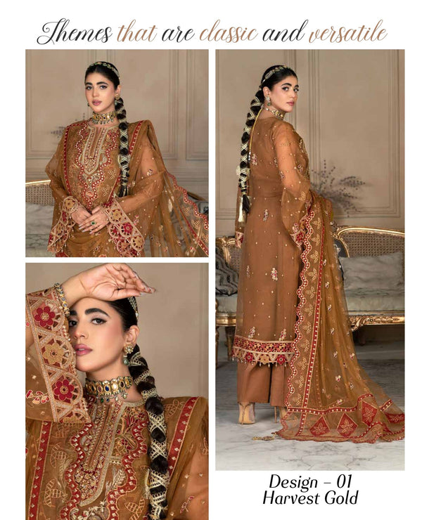 JJ EMBELLISH Luxury Collection Vol-07 Design - 01 Harvest Gold Janique Pk