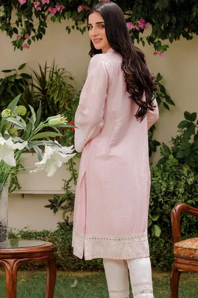 2 Piece Cotton Embroidered & Block Printed (Stitched) - BLUSH