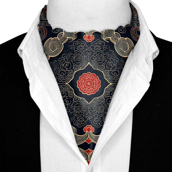 ABSTRACT IKAT SILK ASCOT - PREMIUM COLLECTION Black Wolf