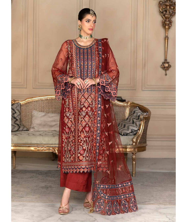 JJ EMBELLISH Luxury Collection Vol-07 Design - 05 Chili Red Janique Pk