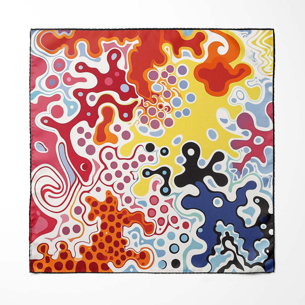 ABSTRACT KEYNOTE SILK POCKET SQUARE Black Wolf