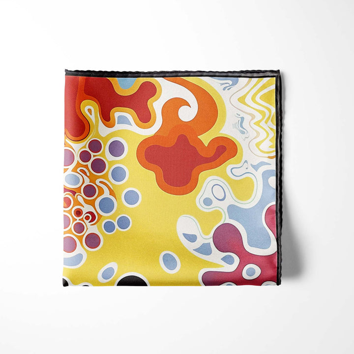 ABSTRACT KEYNOTE SILK POCKET SQUARE Black Wolf
