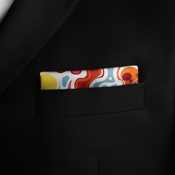 ABSTRACT KEYNOTE SILK POCKET SQUARE Black Wolf