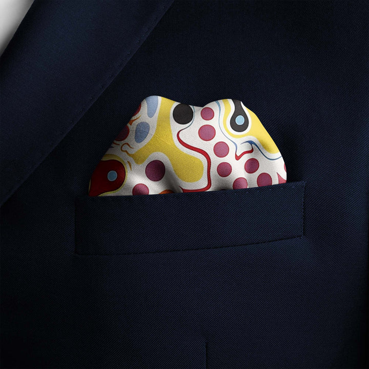 ABSTRACT KEYNOTE SILK POCKET SQUARE Black Wolf