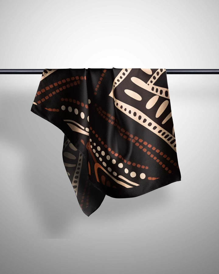 Black Silk Hijab | Black Printed Hijab | Black Wolf