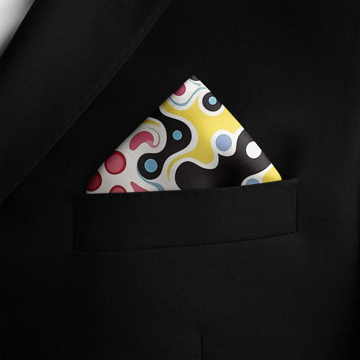 ABSTRACT KEYNOTE SILK POCKET SQUARE Black Wolf