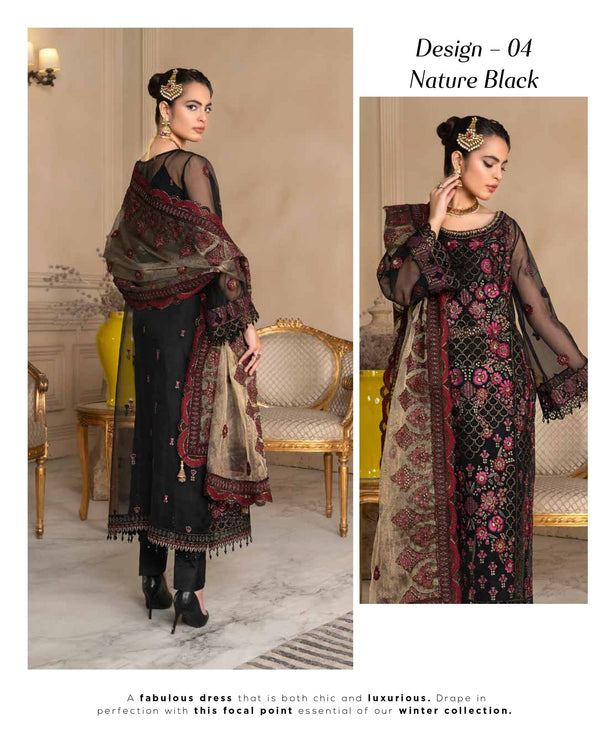 JJ EMBELLISH Luxury Collection Vol-07 Design - 04 Nature Black Janique Pk