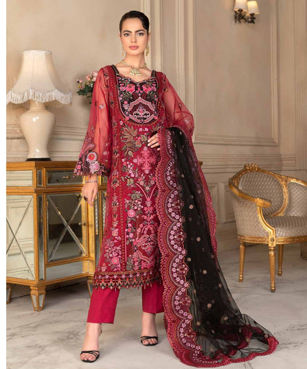 JJ EMBELLISH Luxury Collection Vol-07 Design - 07 Rose Red Janique Pk