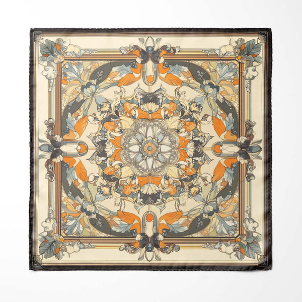 ANTIQUE ANCIENT SILK POCKET SQUARE Black Wolf
