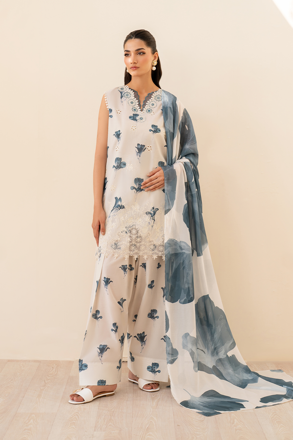 UE-442 Borer Embroidered Printed Lawn