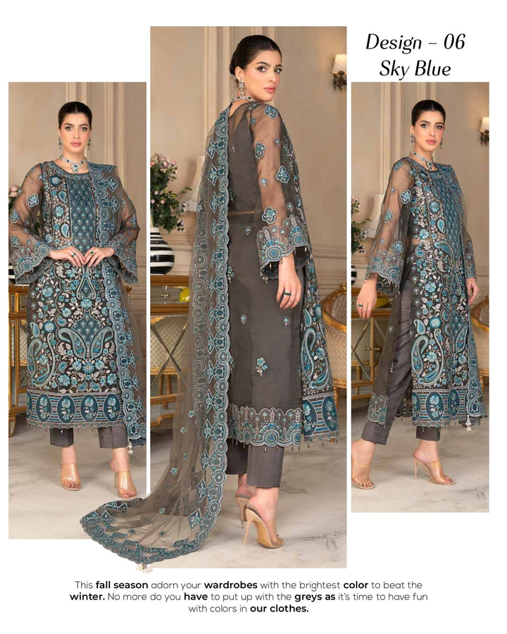 JJ EMBELLISH Luxury Collection Vol-07 Design - 06 Sky Blue Janique Pk
