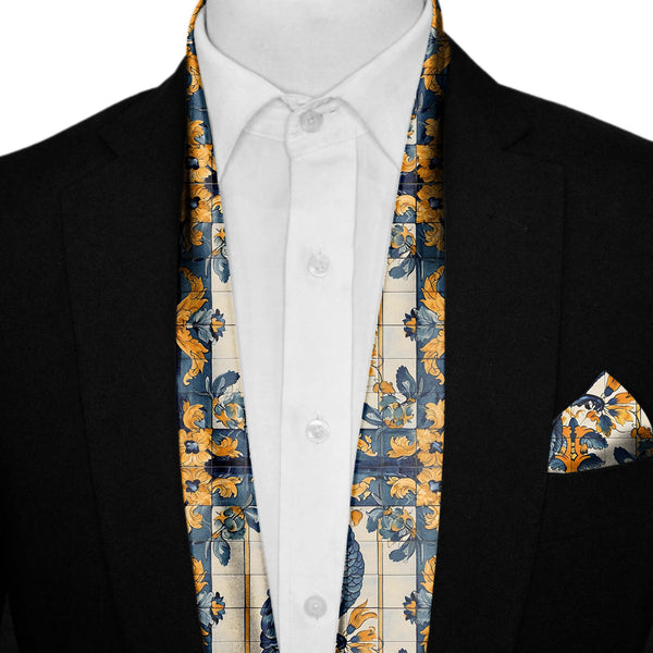 ALELUIA MEN SCARF AND POCKET SQUARE SET – PREMIUM COLLECTION Black Wolf