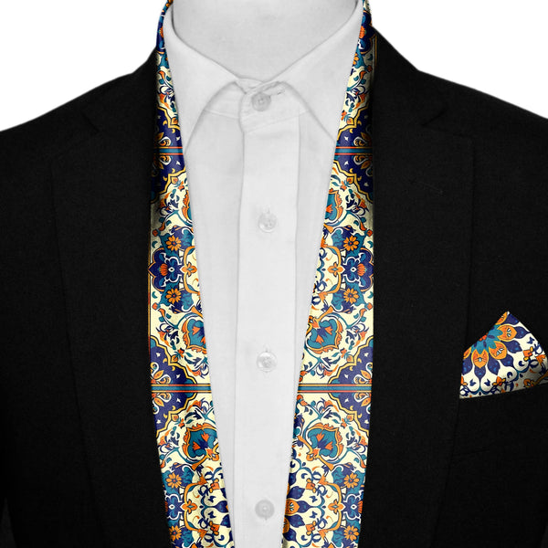 ARABESQUE VINTAGE ELEGANT MEN SCARF AND POCKET SQUARE SET – PREMIUM COLLECTION Black Wolf
