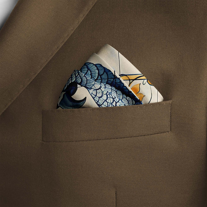 ALELUIA SILK POCKET SQUARE Black Wolf