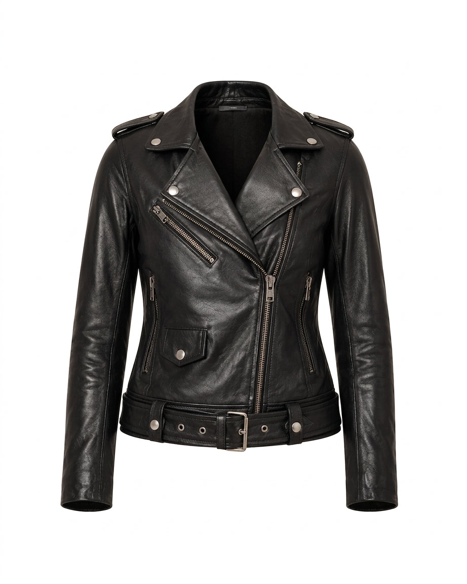 Alison | Women's Black Leather Biker Jacket