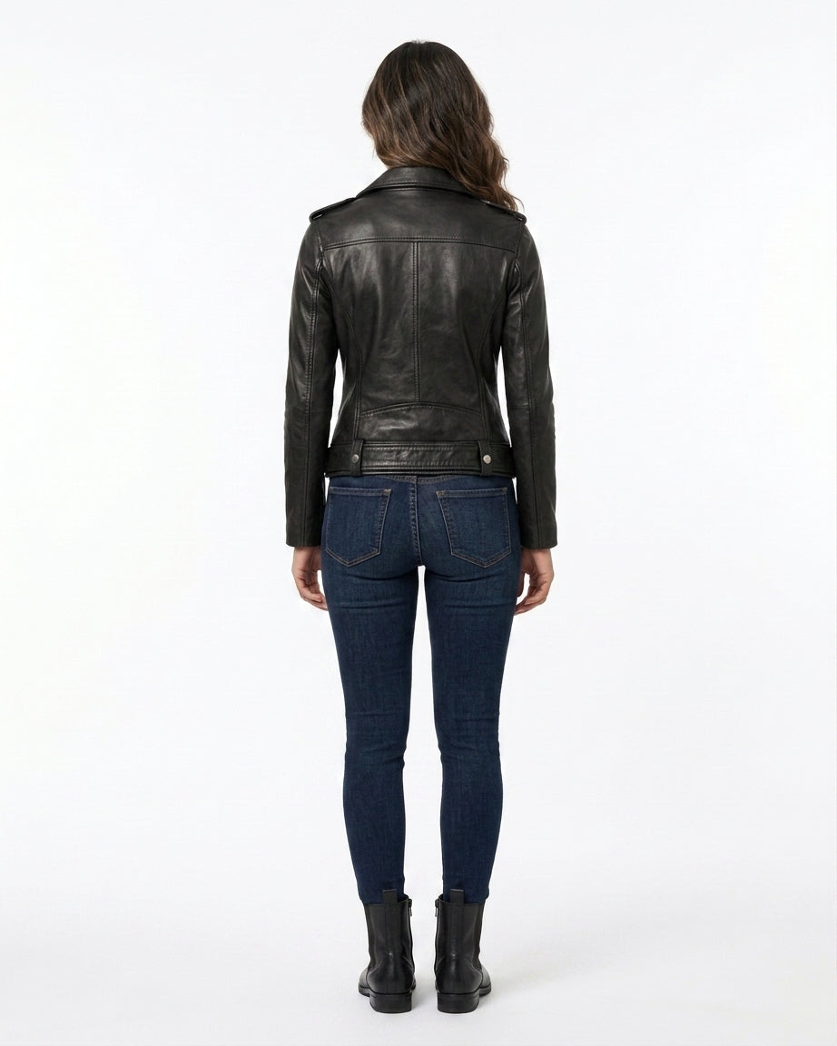 Alison | Women's Black Leather Biker Jacket