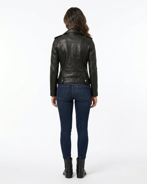Alison | Women's Black Leather Biker Jacket