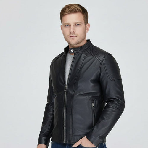 Black Cow Leather Casual Jacket