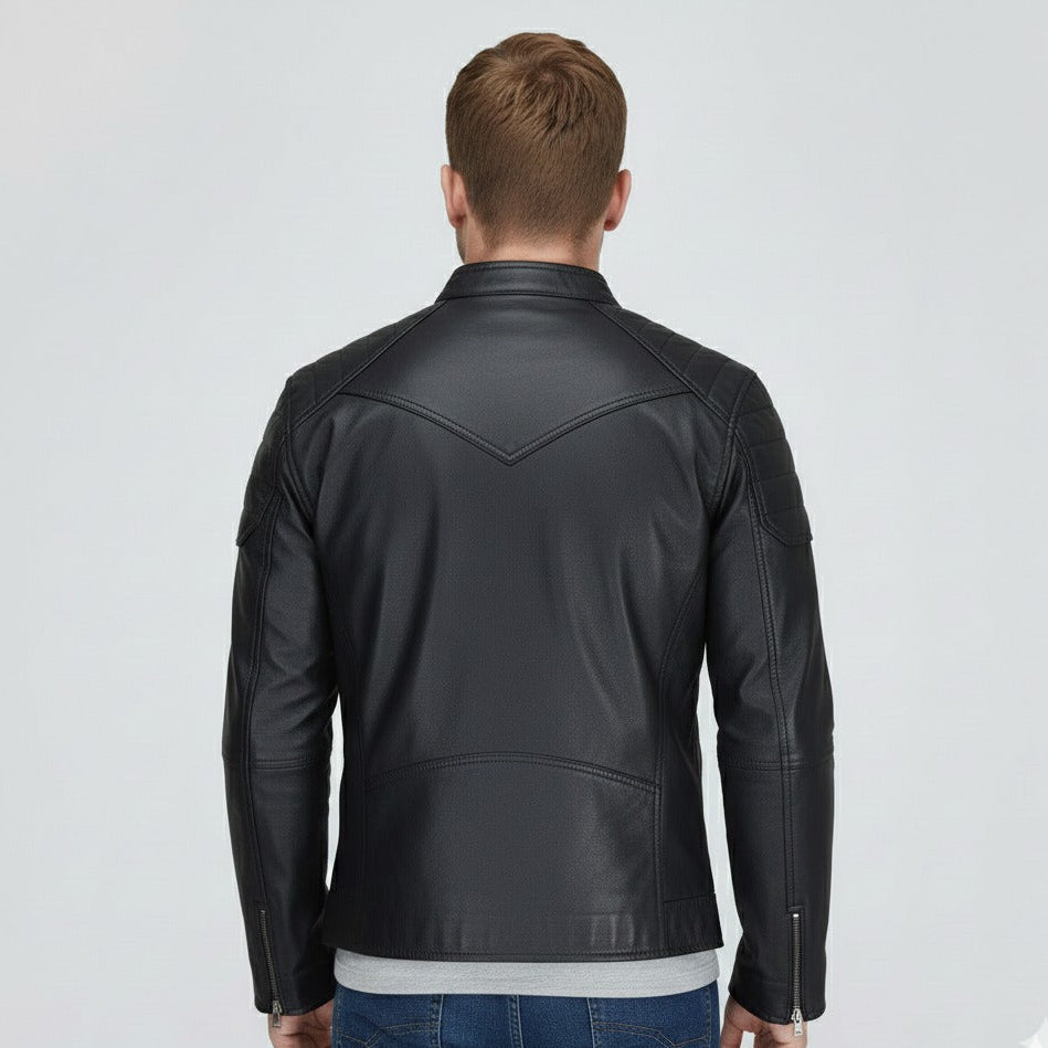 Black Cow Leather Casual Jacket