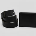Black Cow Leather Wallet Set