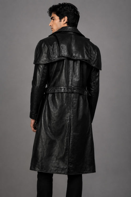 Black Leather Trench Coat