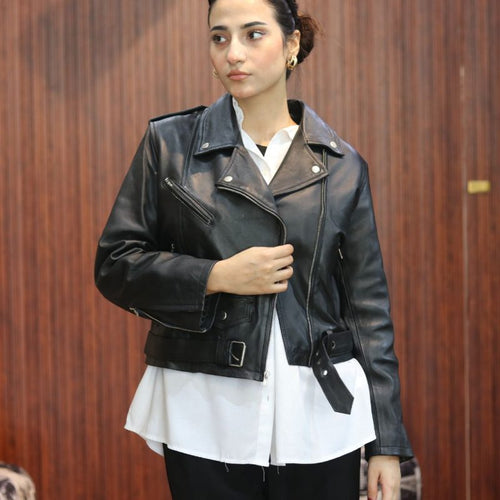 Black Premium Sheep Leather Biker Jacket